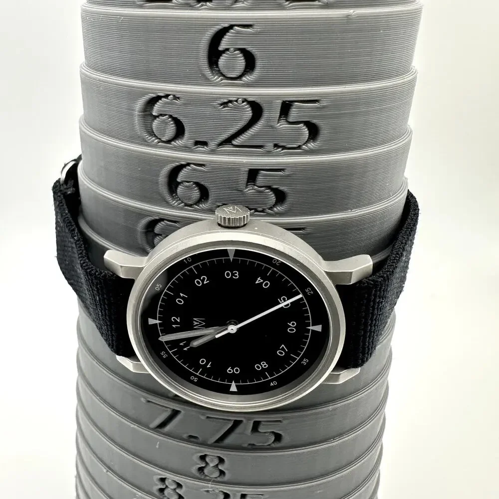 Maven MUS-G Black Dial Silver-Tone Fabric Strap Quartz Watch